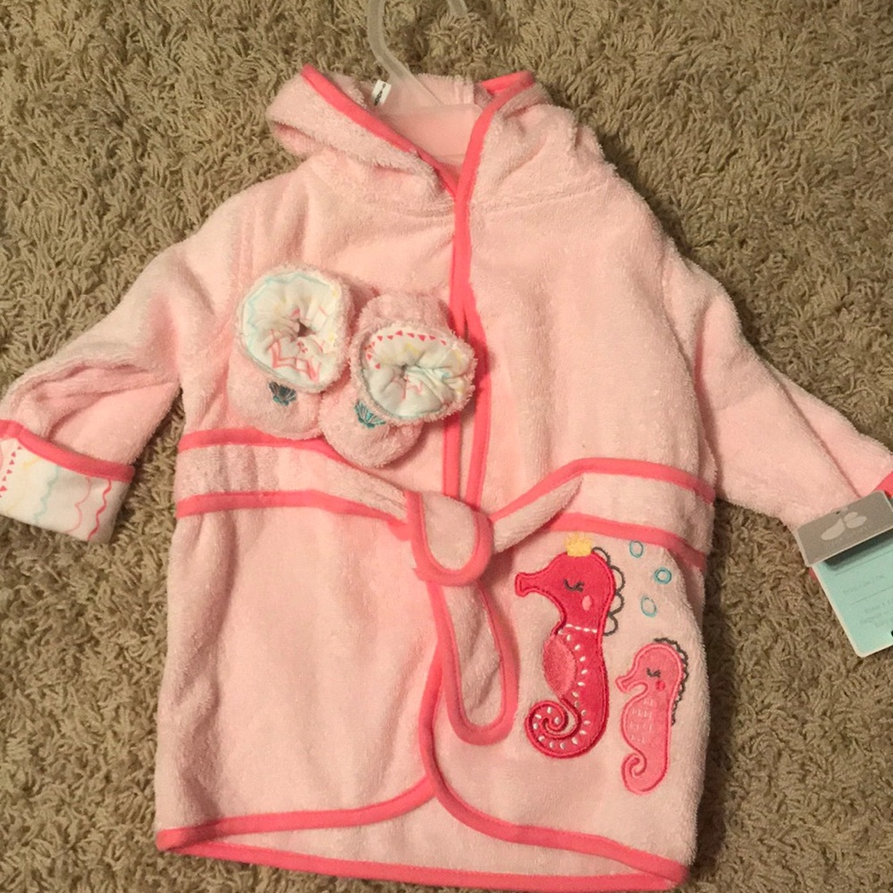 Infant bath robe and slippers